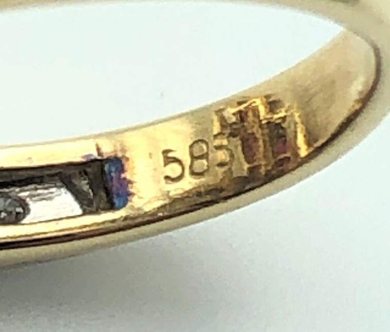 14k Gold Rectangular Vertical Layered Ruby and Di… - image 7