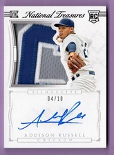 2015 NATIONAL TREASURES ROOKIE SILHOUETTE AUTOGRAPH BLACK ADDISON RUSSELL /10