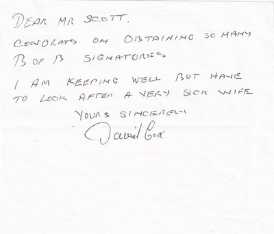 Brief signiert Wg Cdr D G S R Cox DFC, 19 Sqn, RAF Duxford, Battle of Britain.