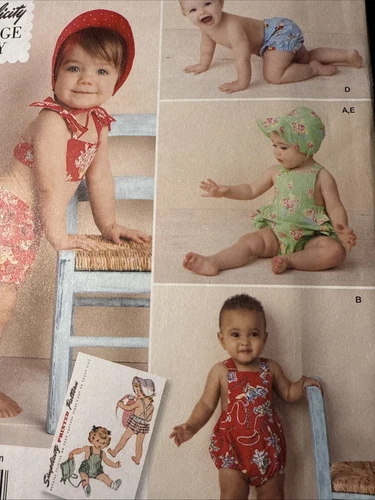 Simplicity Pattern 1600 Baby Romper Bikini Panties Bonnet Sz XXS-L - Picture 3 of 5