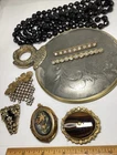 Lot 8 Pieces Assorted Victorian Costume Jewelry & Mirror