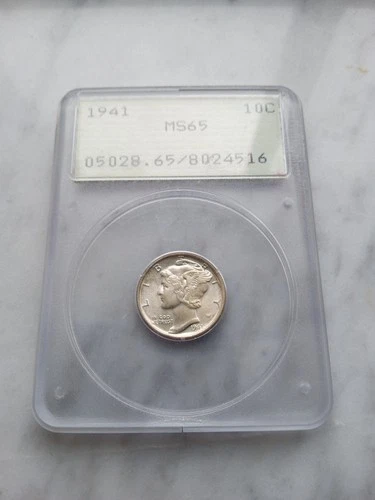 1941 P Mercury Silver Dime PCGS MS65 OGH Rattler