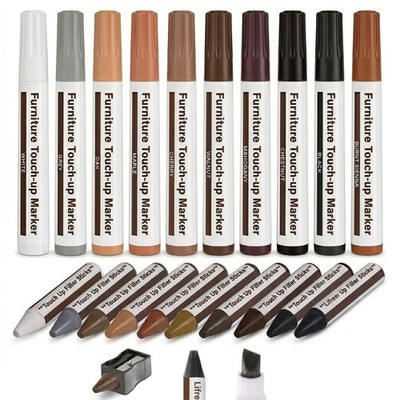 Furniture Markers Touch Up Kit, 21 Pcs Wood Scratch Repair Kit with 10 Color ...