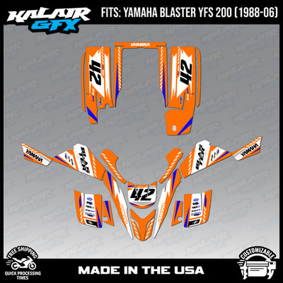 Graphics Kit for Yamaha ATV Blaster YFS200 (1988-2006) Lethal - ORANGE