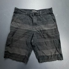 Quiksilver Board Shorts Boys 26 Black Cotton Striped Casual Summer Surf Beach