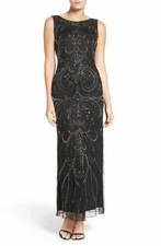 Pisarro Nights Embellished Mesh Gown Sz 4 Black