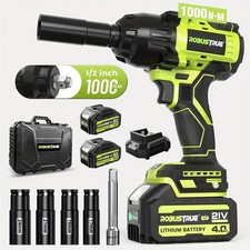 Pro Grade 1000n.m 12 Cordless Impact Wrench 21v Brushless 2batteries Auto-lock