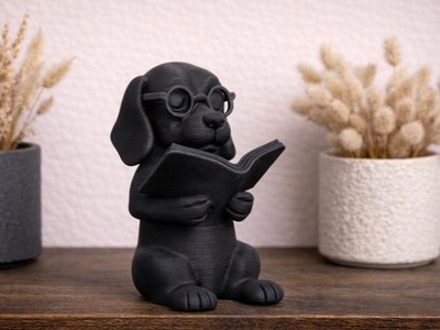 Lesender Hund Mini Figur - Niedliche Buchliebhaber Deko | Mehrfarbige Optionen