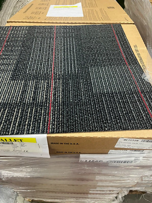 Striped Carpet Tile 24x24 Gray/Black Nylon Textured Glue Down 16 20ft²