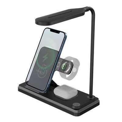 15W Multi-Function Foldable Wireless Charger with LED Light and Phone Stand