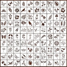 100 Pcs Small Stencils for Painting on Wood 2 x 2 Inches Reusable Stencil