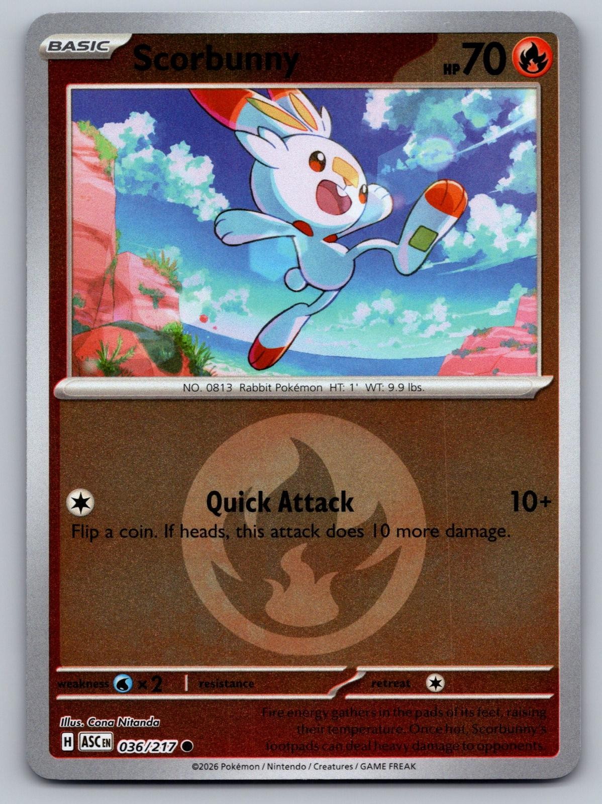 Scorbunny - 036/217 (Energy Pattern) 036/217 Holo ME: Ascended Heroes Pokemon LP