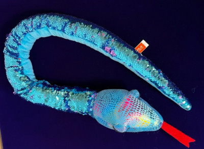 Wild Republic Snake Flip Sequin Plush Blue Color Changing Stuffed Animal 36''