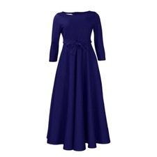 Women's Vintage Bow Tie Casual Work Party Cocktail Swing Maxi A-line Dresses