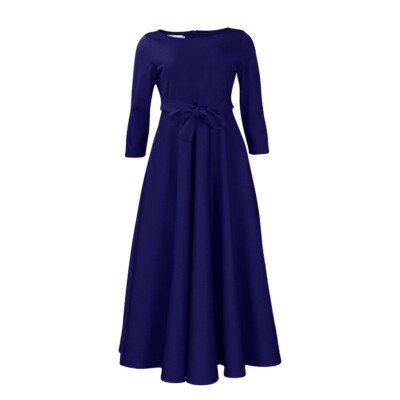 Women's Vintage Bow Tie Casual Work Party Cocktail Swing Maxi A-line Dresses 