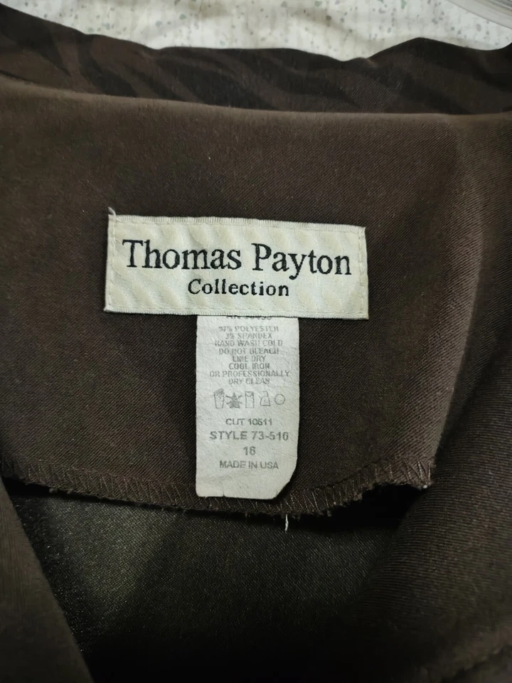 Vtg Thomas Payton Women's Work Blazer Brown Sz 18 Zebra Print Collar & Hem USA  - Image 3 of 4