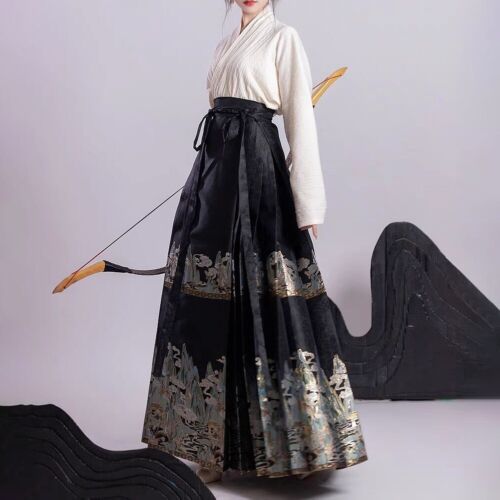Kleid Rock Traditionell Chinesischer Stil Einfarbig Frauen Länge Modisch - Picture 1 of 24