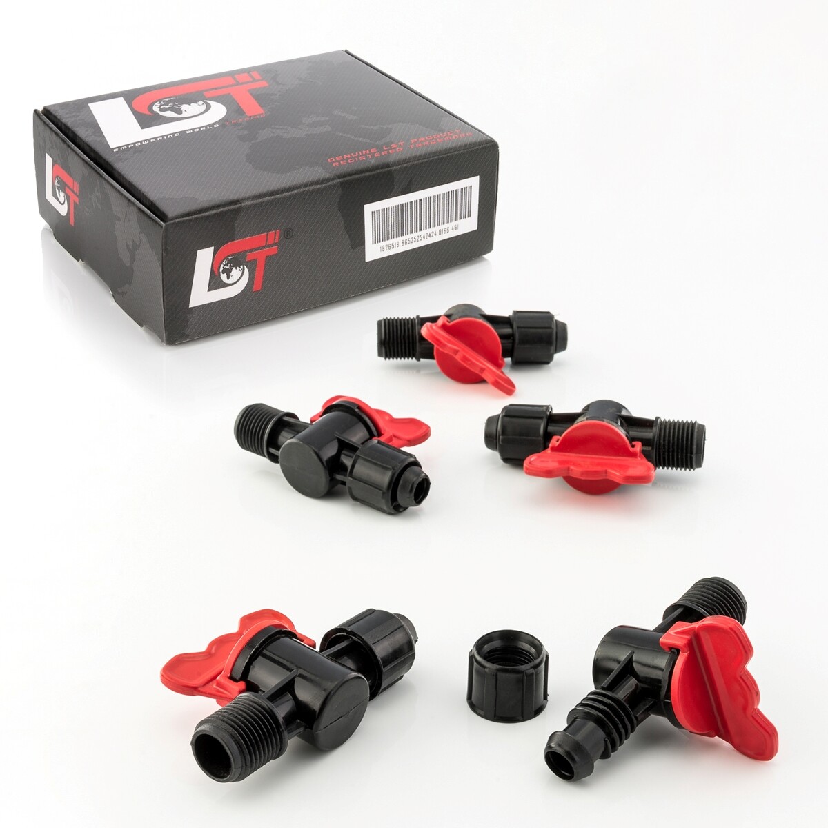 5x Valve Stop Ball Pe Pipe for Drip Irrigation System Garden Watering 16x1/2 ""