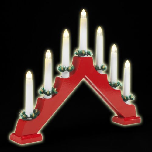 7 ampoules en bois rouge bougie pont arc lumières DEL candélabre fenêtre décoration - Photo 1/10
