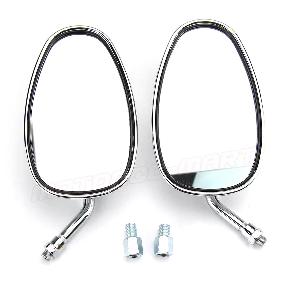 Chrome Rectangle Motorcycle Mirrors – 10MM – Fits Kawasaki Vulcan VN 500/800/900/1600 – Pair – CNC Aluminum