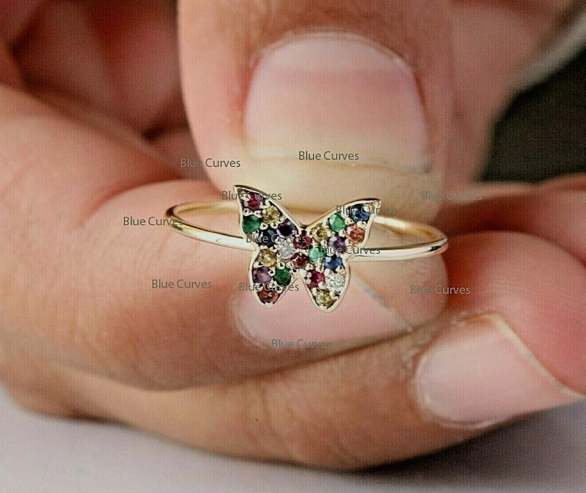 Rose Gold Pink Sapphire & White Diamond Butterfly Ring – KALLATI