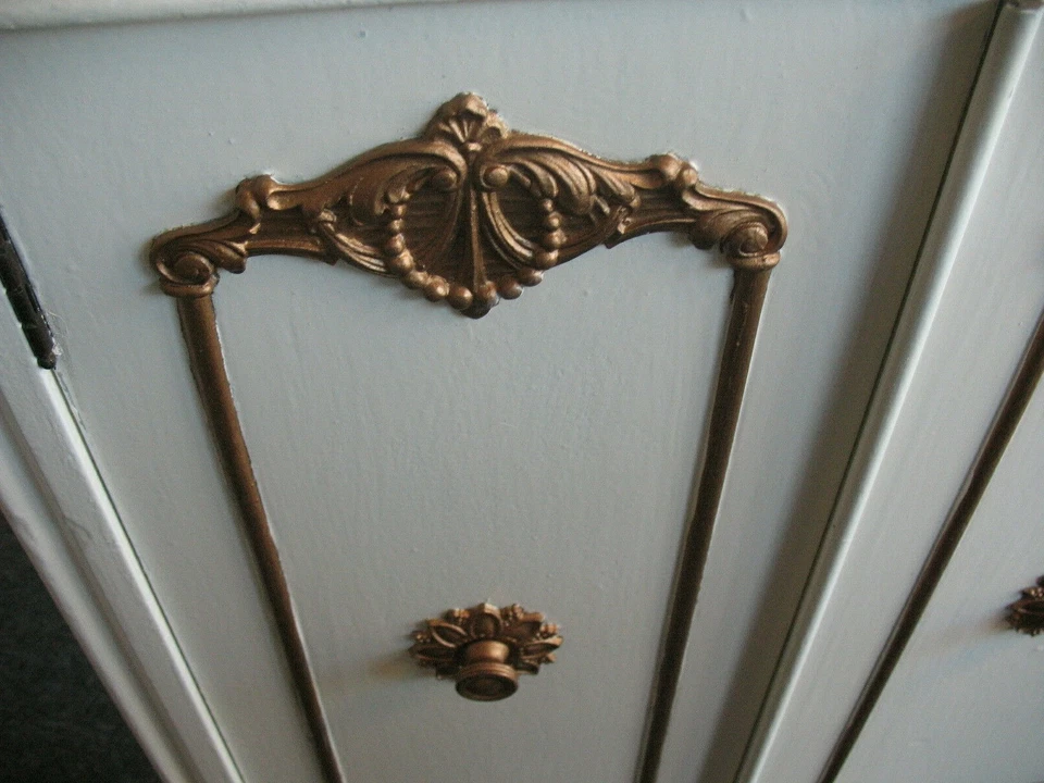 ANTIGUO GABINETE DE RADIO VICTORIANO CON CORNISA DORADA DESPLAZADA RECUPERADA Foto 4 de 4