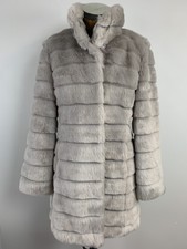 Eliza J Faux Fir Coat Luxury Grey Lined Formal Mid Length Occasion Xs 8 10