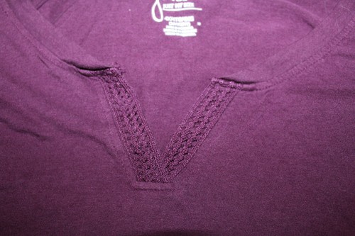 Just My Size Top Plum/Purple Pull Over V Split Neck Long Sleeve - 4X (26W-28W) - Picture 4 of 4
