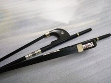 1pcs Double Bass Bow Black Carbon Fiber Stick Ebony Frog German Style 4/4 New