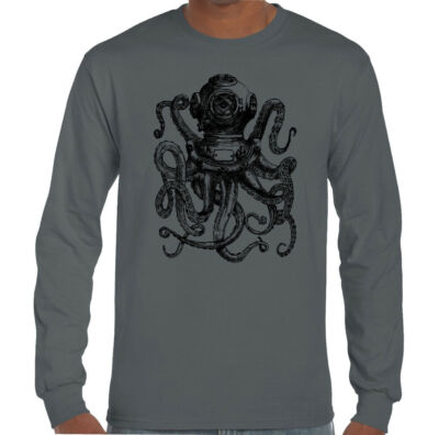 Tauchen Oktopus Herren Tiefseetaucher T-Shirt Tauchmaske Flossen Tank Set