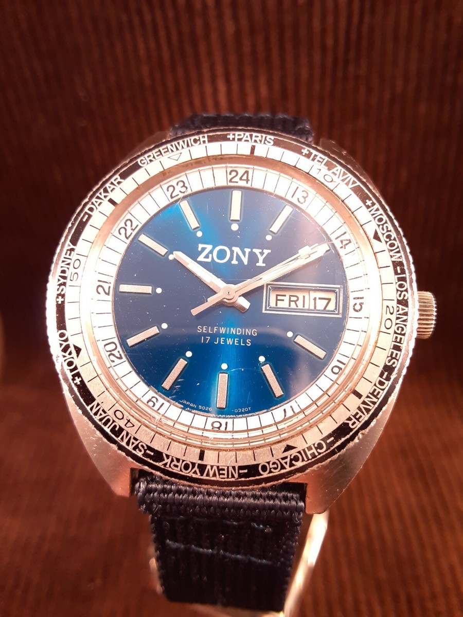 Rare ZONY World Timer 17 Jewel Hamazawa Movement | eBay