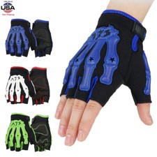 Motorcycle Gloves Half Finger Skeleton Dirt Bike Motocross Racing Riding Gloves
