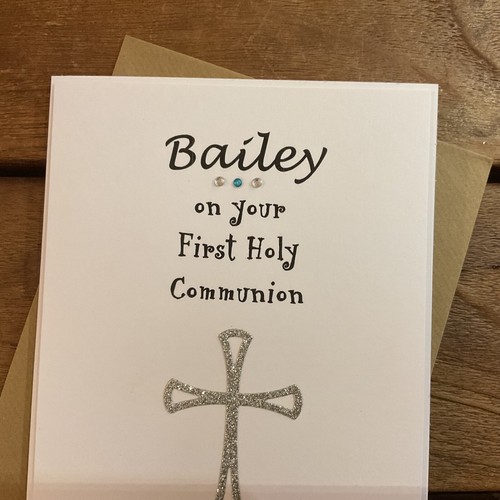 Handmade personalised Boys First Holy Communion Card- personalised name & date - Picture 2 of 3
