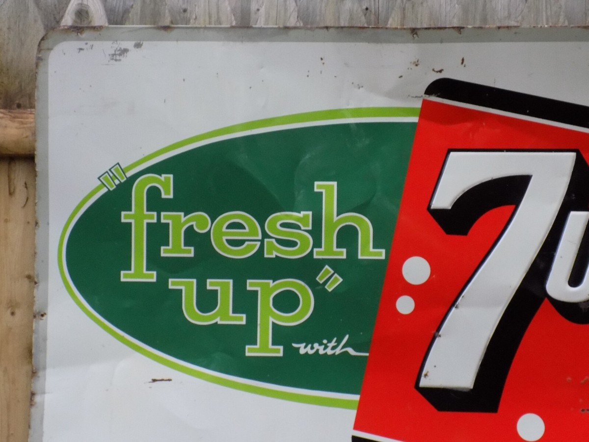 Vintage Fresh Up 7 Up Metal Embossed Sign | eBay