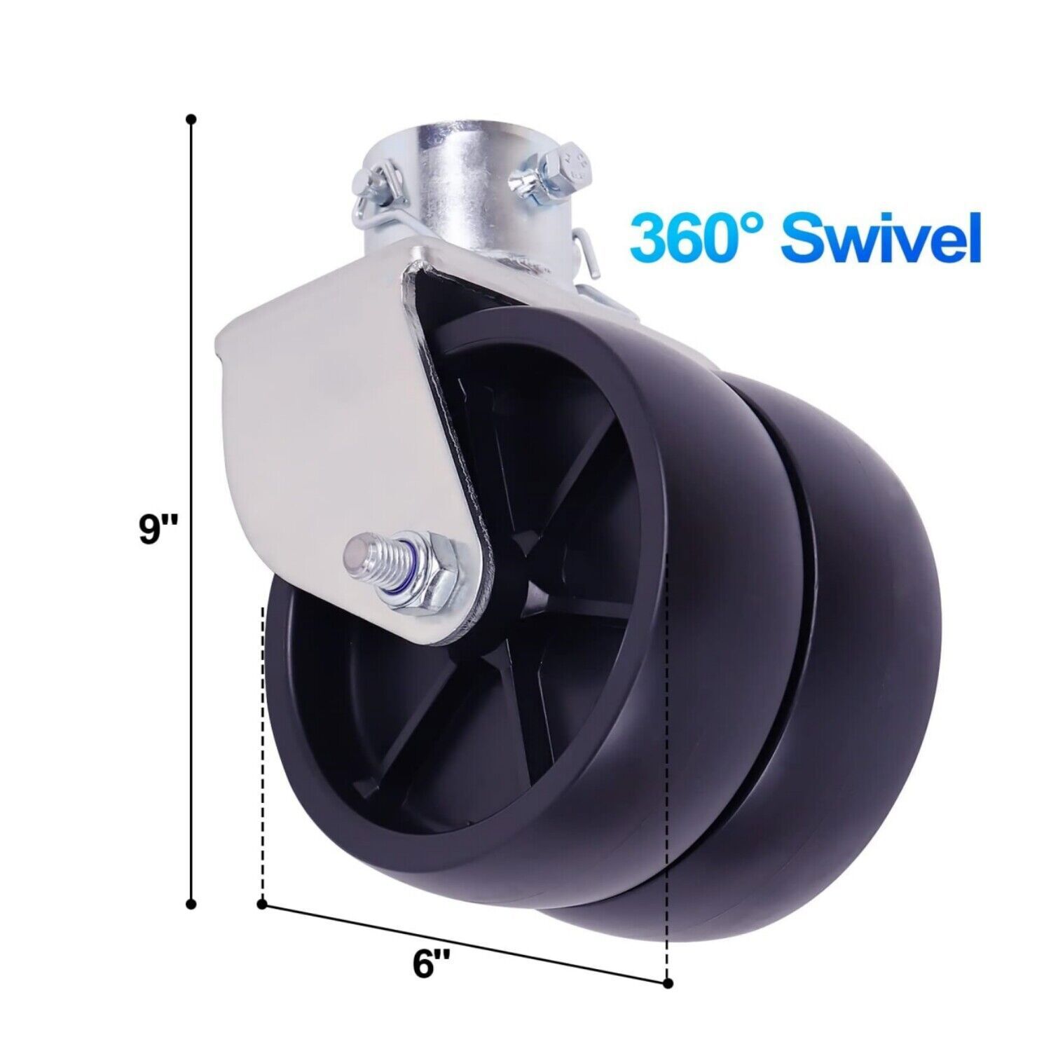 6" Trailer Jack Swivel Caster Dual Wheel Replacement 2000lbs Capacity