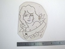 vtg 1960s 1970s Tattoo acetate stencil Woman with Flowers signed WMN2