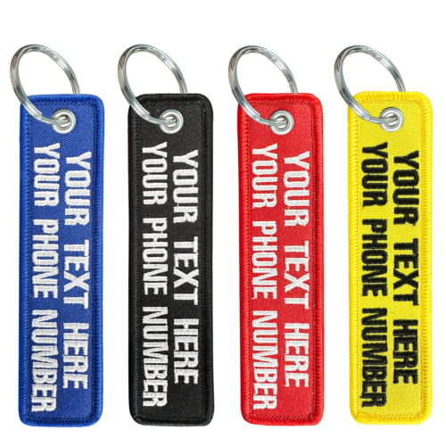 Customized Keyring Double Sided Embroidery Keychain Motorcycle Biker Car Key Tag - Photo 1/4