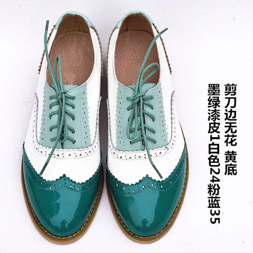 Women's Patent Leather Brogues Shoes Wingtip Casual Lace-Up Shoes Oxfords Shoes - Picture 26 of 32
