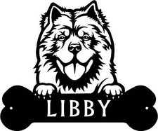 Chow Chow Head and Dog Bone Sign with Custom Name or Numbers