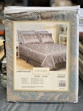 Luxury Carrington Linen Duck Egg Single Duvet Cover Jacquard Blue Cotton Reverse