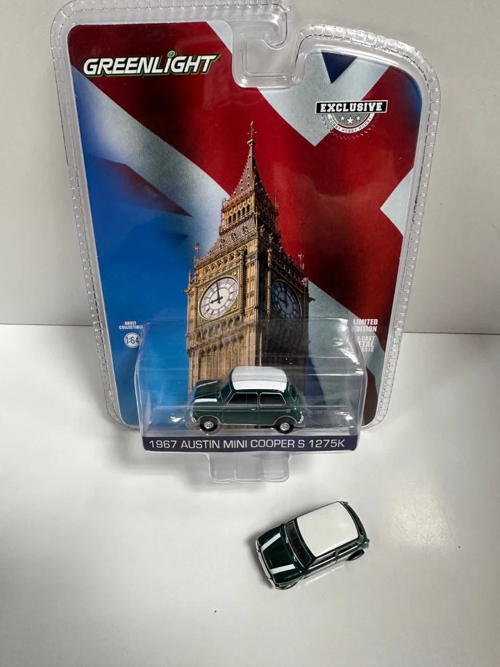 Greenlight 1/64 1967 Mini Cooper S 1275K 3 Colori Da Scegliere Verde/Nero O Rosa - Immagine 2 di 4