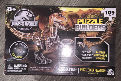 New Jurassic World Puzzle Builders 109 Pieces 3D Plastic Atrociraptor Dinosaur