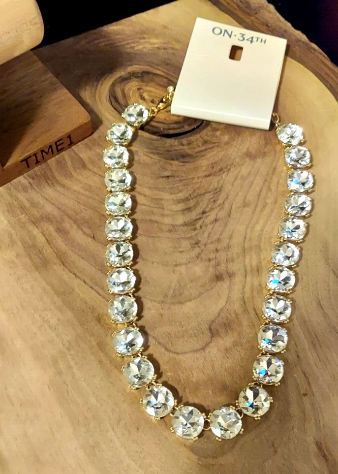 VETEMENTS ON 34TH Collana a tutto tondo con pietre tono oro prolunga 16" + 3"