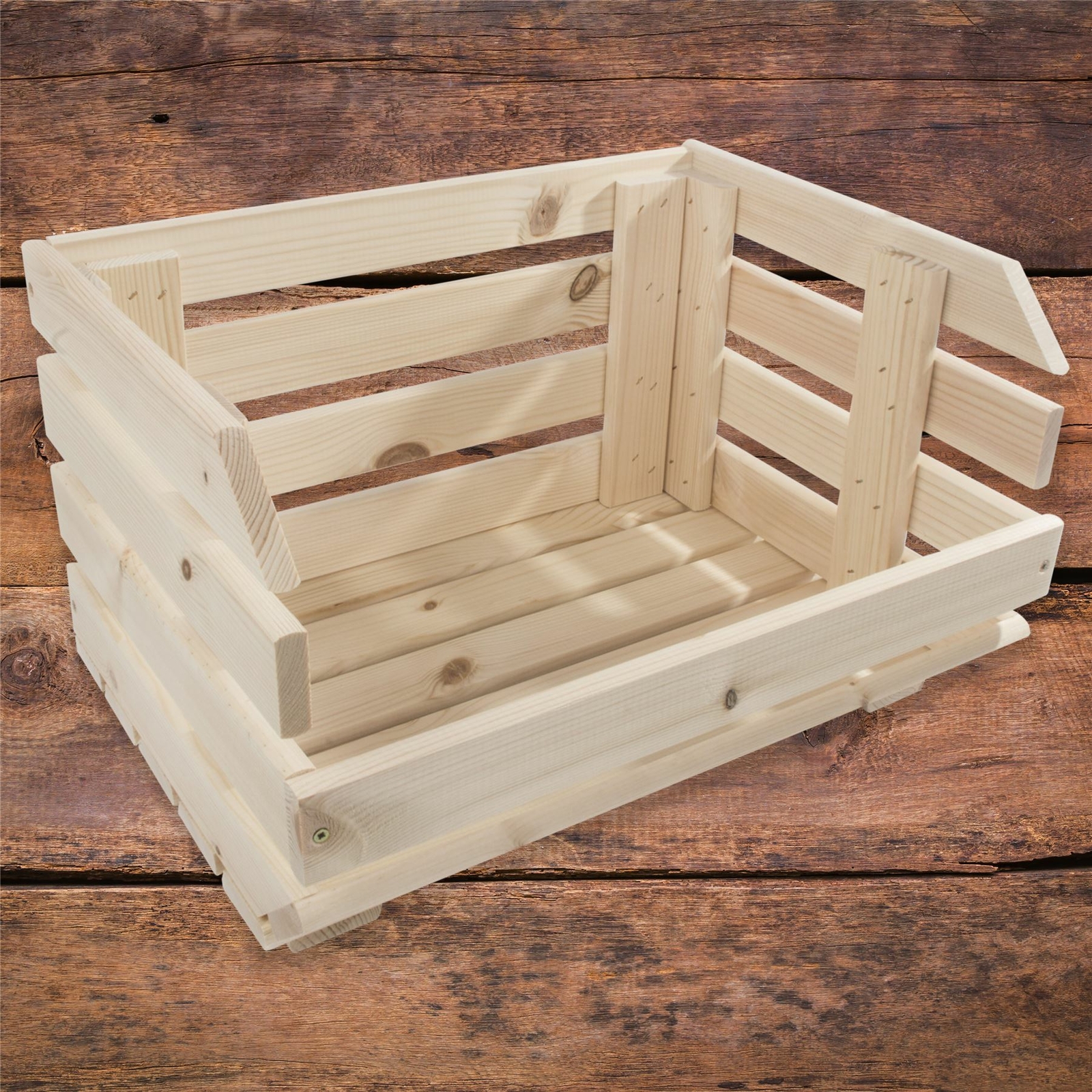 Wooden Craft Box Stackable Display Crate Basket / Utility Room Kitchen Storage