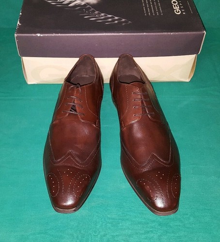 GEOX VINCIT U845VC Scarpe uomo sneakers running vintage in pelle color nero  caffè