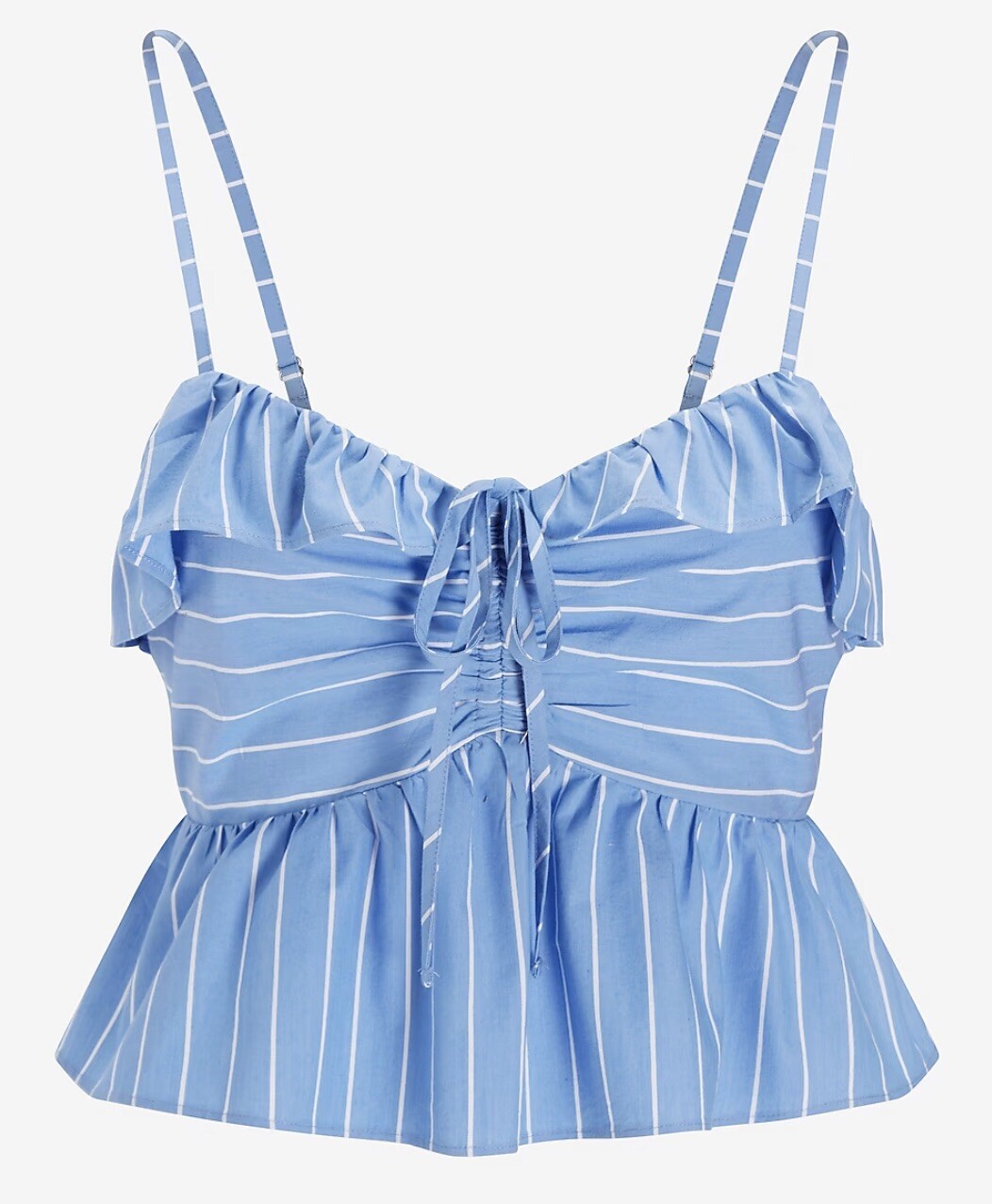 Express White Striped Tie Ruffle Peplum Cropped Cami Brand New Size XL