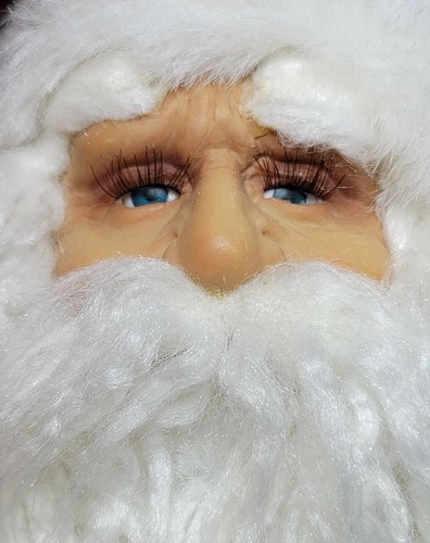 19" Standing Santa Figure Glass Eyes Red Velvet Sheeps Wool Garland Life-Like - Picture 2 of 12