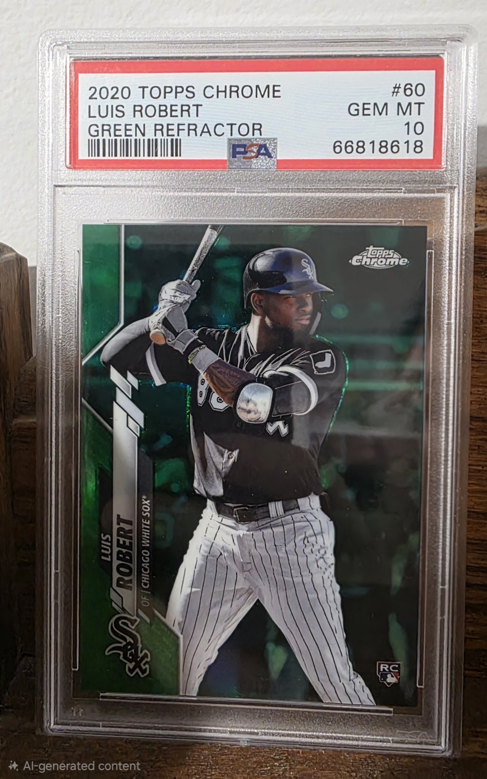 #/99, PSA 10, 2020 Topps Chrome - Luis Robert #60 Green Refractor Batting (RC)