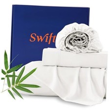 100 Organic Viscose Derived from Bamboo, 4-Piece Bed Sheet Set, King White