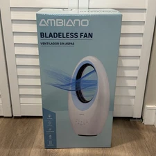 Ambiano Bladeless Fan New In Box 3-Speed Oscillating LED Remote